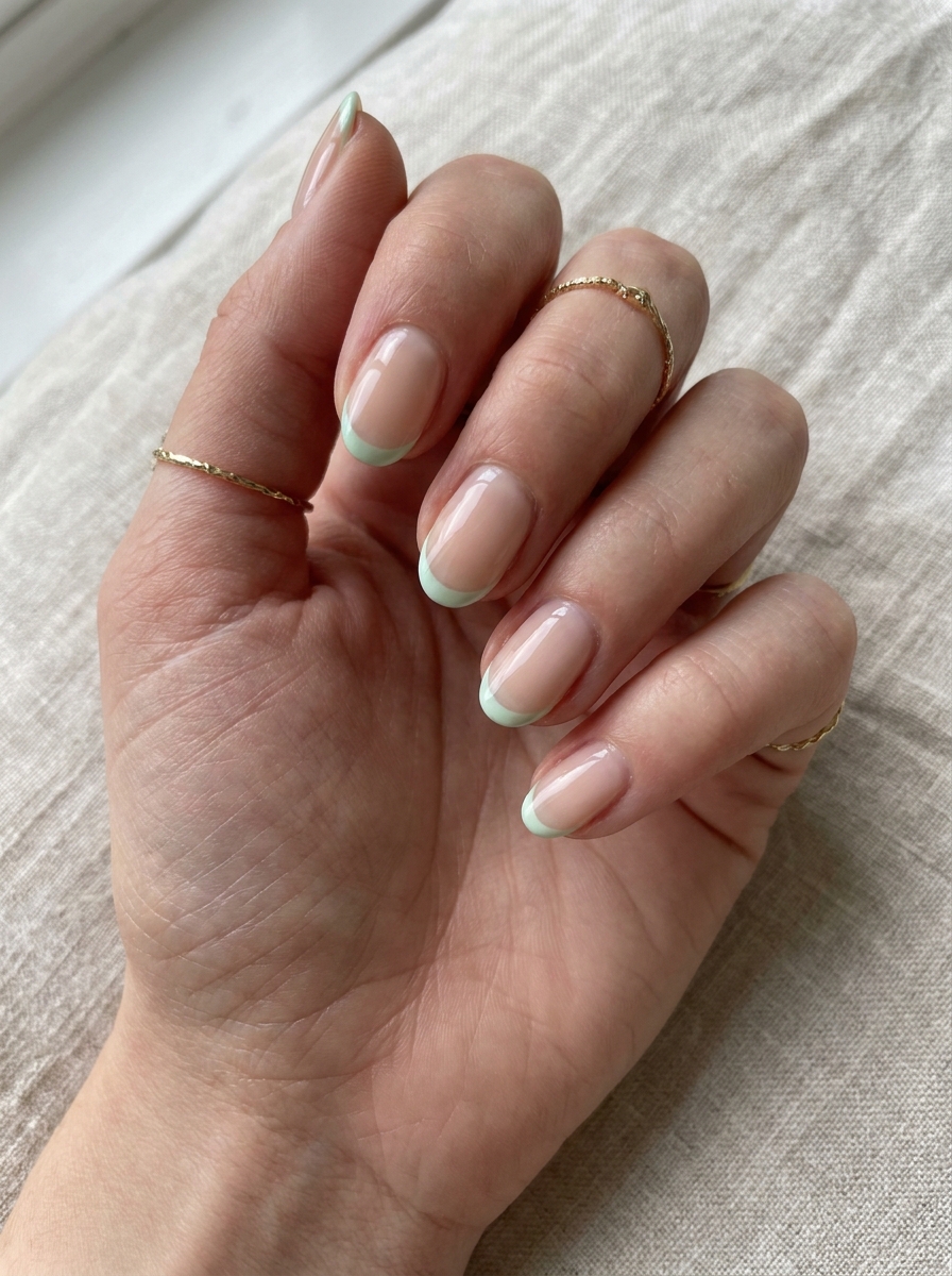 Mint Micro French Nails als Einfache Nageldesigns Sommer Inspiration 2026